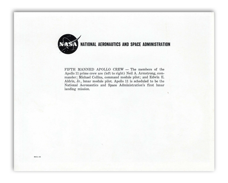Neil Armstrong Signature, With NASA Photo of the Apollo 11 Crew -- With Steve Zarelli COA